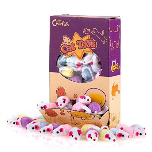 Chiwava 36 pezzi 11,5 cm Giochi Gatto Topolini Giocattoli per Gatti sonaglio carino doppio colore piccolo mouse Topi Giochi interattivi per Gatto Gattini Colori Assortiti