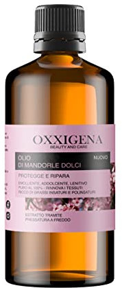 Oxxigena - Olio di Mandorle Dolci Naturale e Puro al 100%, Confezione da 1 L, Estratto a Freddo, Ideale per Massaggi Corpo, come Idratante e Struccante per la Pelle Secca e per i Capelli Crespi