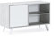 Skraut Home – TV-Schrank für Wohnzimmer – 57 x 95 x 40 cm – geeignet für 32/40-Zoll-Fernseher – Modell Wind 100 – Zement – ​​Flügeltür weiß