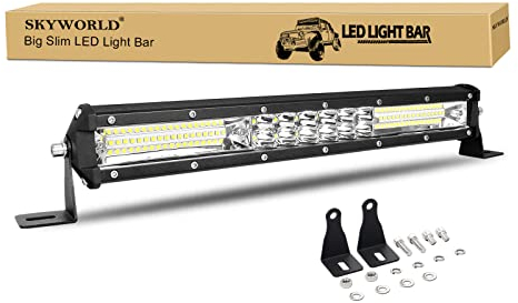 SKYWORLD Barra Led 15 pulgadas 38 cm 144W delgado barra de luz led 12V 24V Faros de Trabajo para 4x4 off road coche tractor camion ATV UTV SUV todoterreno