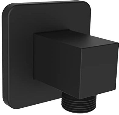 Aquaiaw Wall Supply Elbow with Flange, Tapered 1/2 NPT Female Inlet, Solid Brass Wall Union, Square Water Supply Elbow, Electroplate Matte Black, G1/2 Outlet
