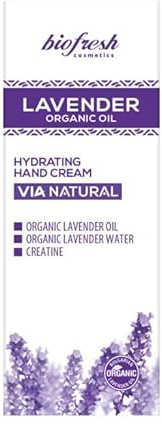 Biofresh Cosmetics Via Natural Lavendel – handkräm med lavendelolja och kreatin – handkräm för mycket torra händer för kvinnor och män, nagelkräm, skincare 50 ml