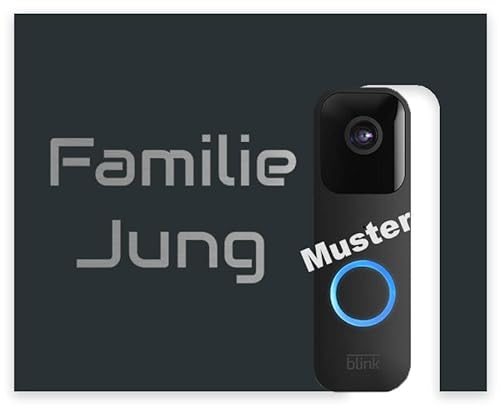 Jung Edelstahl Design Modernes V2A Edelstahl Türschild optimiert für Blink Doorbell Klingelschild 20x16 cm Haustürschild mit Hausnummer und Namen individuell personalisierbar (Anthrazit RAL 7016)