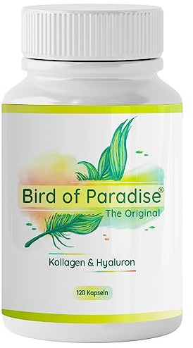 Falk VitaFit Bird of Paradise- Natürliches Kollagen & Hyaluron - Hochdosiert - mit Vitamin C, Biotin, Zink und MSM - 60 Tage Vorrat - Kollagen und Hyaluron - 120 Kapseln