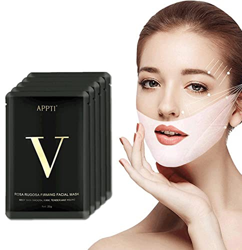 APPTI V Line Lifting Mask, maschera viso a doppio mento, maschera idratante a forma di V, per idratare la cura del viso, 5 pezzi