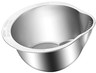 Xistuoz Reis Waschschüssel aus 304 Edelstahl - Sieb zum Waschen von Reis und Gemüse
