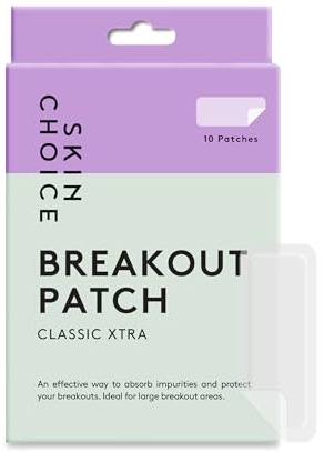 SKIN CHOICE Large Pimple Patches - Breakout Patch Classic Xtra - Forehead Chin Mighty Large Spot Patches, Surface Large Hydrocolloid Patch, Vegan, Cruelty-Free, Korean Skin Care (Pack of 10)