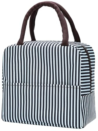 MisFun Kühltasche Klein, Lunchtasche, Lunchbag, Lunch Bag, Thermotasche, Essenstasche Arbeit, Isolierte Kühltasche, Lunchbox Tragbar, Wasserabweisende Schicht, für Arbeit, Schule, Picknick (Schwarz)
