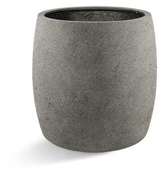 Luca Lifestyle Pflanzkübel ''Grigio Modern Pot'' Grau Rund Fiberglas *5 Jahre Garantie* - 34x34x34 cm - Premium Qualität - F8113
