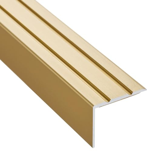 SOTECH 3 st Trappprofiler 1000 x 25 x 18 mm, självhäftande, anodiserad mässing, aluminiumstegskydd för laminat, kakel, parkett och mycket mer.