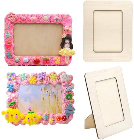 DAWRIS DIY Wooden Photo Picture Frames, 8x6 inch 4 Pack Kid Picture Frame Craft Photo Frame to Decorate, Paint Your Own Sets Picture Frame for Gift