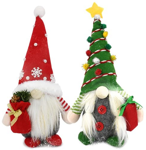 BEKKLPOU 2 Stück Weihnachten Deko Wichtel, Weihnachtswichtel Gesichtslose Puppe Zwerg Dekorationen Weihnachsdeko Weihnacht, für Kinder Weihnachtendekoration