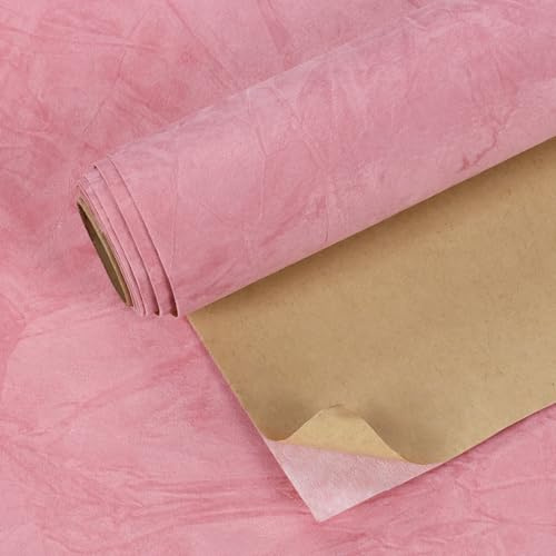 VEELIKE Bubblegum Pink Crushed Velvet Drawer Liner Self Adhesive Felt Fabric Roll 15.7''x118'' Soft Pink Velvet Wallpaper for Dresser Jewelry Drawers Furniture Art Crafts Thick Flocking Contact Paper