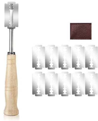 Bäckermesser, Premium Brot Lahm, perfekt zum Ritzen von Sauerteigbrot, Handgefertigte Bäcker Lame Gebaut für Brotbäcker, mit 10 Klingen und Lederschutzhülle