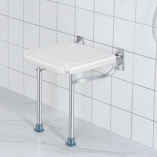 Peakjune Tabouret De Douche Pliable Invisible,SièGe De Douche Rabattable,Tabouret De Douche Pliable Mural,Facile à Plier,Convient pour Salle De Douche Et Salle De Bain