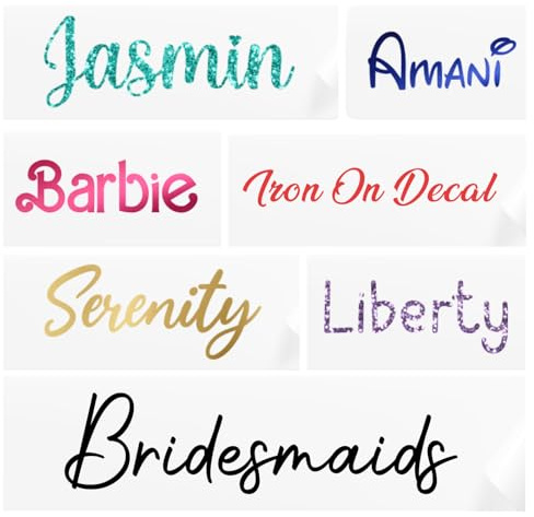 Iron on Transfer | Custom Iron on Decal | Any Name Any Text | 23 Colours | Perfect for T-Shirts, Clothing, Home Décor, Gifts | Organising Labels | Personalised Heat Press Transfer