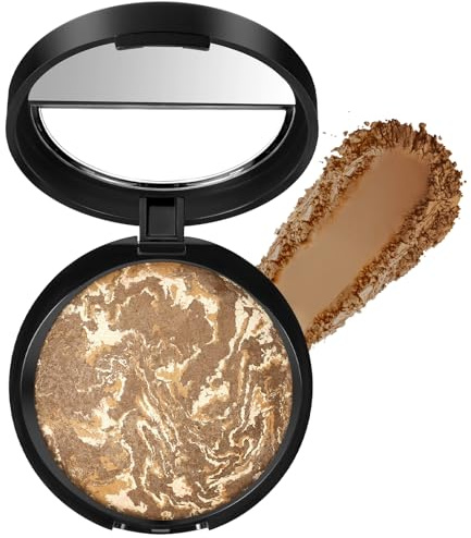 BUTBU Polvos Compactos, Polvos Compactos Matificantes, Universal Veil Translucent Finishing Powder, Minimiza Brillos, Cobertura de Ligera a Media para Todo Tipo de Pieles, Tono 05 Bronceado, 15g
