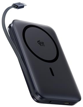 Baseus Picogo Magsafe Power bank, 10000mAh Qi2.2 Certified, 25W Wireless Charging, PD 45W, Mini Wireless Magnetic Battery Pack with built-in USB C Cable, Portable Charger for iPhone Air/17/16/15/14/13