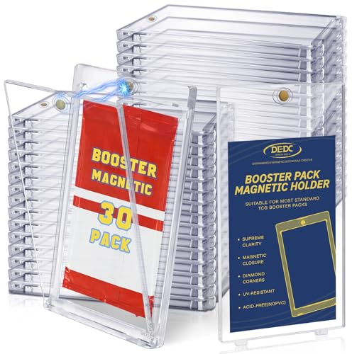 DEDC 30er-Pack Booster-Pack-Schutz, One-Touch-Kartenhalter, UV-Magnet-Booster-Bundle-Hülle, Booster-Pack-Hülle, Display-Halter
