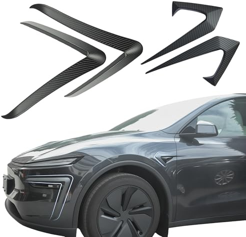 Arcoche Frontspoiler Lippe Für Tesla Für Model Y 2025 2026 Juniper 4 PC Frontstoßstange Nebelscheinwerfer Windmesser Spoiler Deflector,Not for Model Y Standard (Matte Kohlefaser)