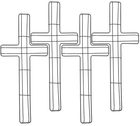 4 PCS Cross Wreath Frame,16 Inch Floral Wire Wreath Forms Easter Front Door DIY Craft Supplies for Wedding Christmas Easter Garden Church Hanging Decorations