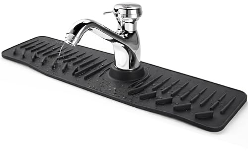 23.6 Inch Silicone Sink Splash Guard Mat, Faucet Drip Tray, Black