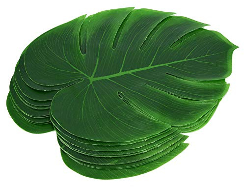 12 st Monstera blad, dekorationer falska växter | Sidenduk liten grön konstgjord tropisk monsterblad för bordsdekor Familjens väggdekoration