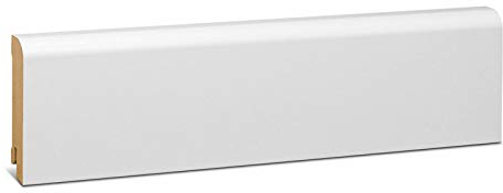 KGM Sockelleiste Oben Rund – Weiß folierte MDF Fußbodenleiste – Maße: 2400 x 18 x 78 mm – 1 Stück