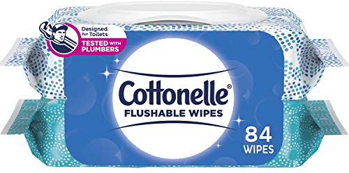Cottonelle Flushable Wet Wipes for Adults, 2 Flip-Top Packs, 42 Wipes per Pack (84 Wipes Total)