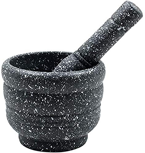 Leoyee Household and Kitchen Garlic Masher, Garlic Press, Mortar and Pestle Set (Granite)