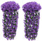 Fycooler Künstlich Hängende Blumen, Blauregen Efeublumen Künstlicher Hängender Glyzinien,Kunstblumen Veilchen Hgende Blumen für Outdoor Heimdekoration Garten/Hof Schnur Blumendekoration-(Lila X 2)