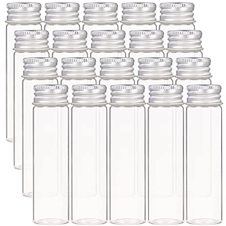 BENECREAT 20Pcs 20ml Versiegelte Glasflasche Mit Schraubverschluss Aus Aluminium Klare Flüssigkeitsprobe Fläschchen Für Pille Pulver Ornament Flaschen Bottle