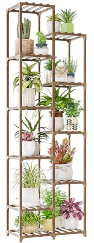 Bamworld Porta Piante da Esterno Scaffale per Piante da Interno Alto Supporto per Piante Legno Sostiene più Vasi Arredo Giardino Bonsai Vaso