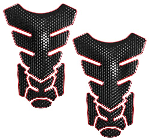 VOANZO 2PCS PVC Motorbike Stickers Motorcycle Tank Protector Motorcycle Fuel Oil Gas Tank Pad Protector Sticker Decals Universal-Black&Red