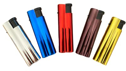 Clearfee Jet Flamme Sturmfeuerzeug | Windfest, Witterungsfest | Nachfüllbar | Elegant Gold Metallic Farben | Elektronik Jet Turbo Flamme Feuerzeug (Einfarbig, 5)