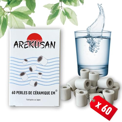 60 st grå EM keramiska pärlor | naturlig filtrering av kranvatten | renare och kalkfilter, klor för tvättmaskin, diskmaskin, akvarier, kaffebryggare, vattenkokare, karaff