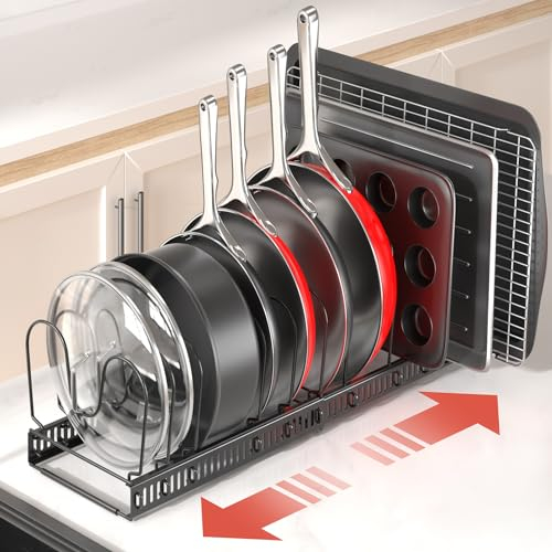 ORDORA Pots and Pans Organizer under Cabinet, 11.8-22.8 12 Dividers Black