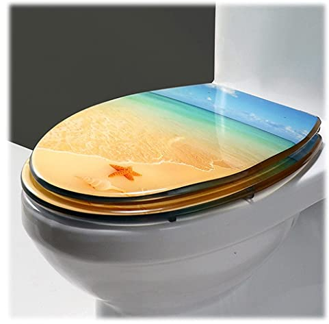 BLUEZY WC-Sitz Oval, WC-Deckel, Toilet Seat, Wc Deckel Mit Absenkautomatik, Toilettendeckel Absenkautomatik, Klobrille Für Einfache Montage & Reinigung, Verstellbaren Scharnieren B