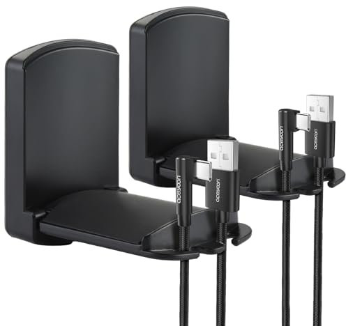 aceyoon 2 Stück Faltbare Headset Halterung für Schreibtisch mit Starkem Klebeband und Silikon Pad, Headset Halter Haken Selbstklebend kopfhörerhalter für Gaming Kopfhörer, Gaming Headset Zubehör