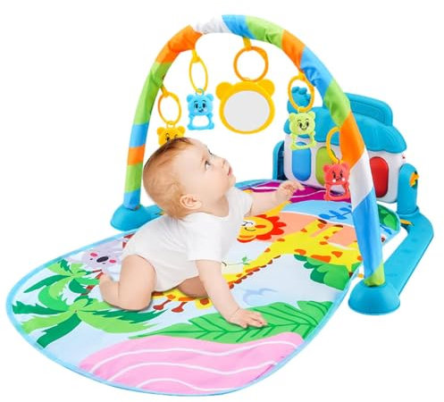 JIEBWCHA Baby Spieldecke, 72 * 40 * 47cm Krabbeldecke Mit Spielbogen Und Musik, Spielbogen Baby, Baby Spielmatte Fitnessstudio, Krabbeldecke Für 3-6-12 Monaten Baby, Als Geschenk Zur Geburt