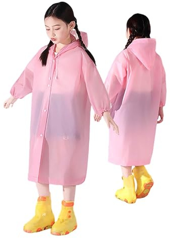 2 Pack Kids Rain Coat for Girls and Boys Lightweight Reusable Portable Raincoats Kids Waterproof Rain Poncho with Hoods and Sleeves Children Raincoat for Travel Outdoor Climbing Hiking (4-9 Years)
