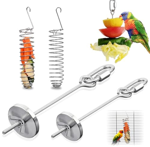 4 soportes para comida para pájaros, para jaula, pinchos de frutas y loros, cesta colgante de verduras, juguetes de enriquecimiento de ratas, comederos de pájaros y roedores, juguete de rompecabezas