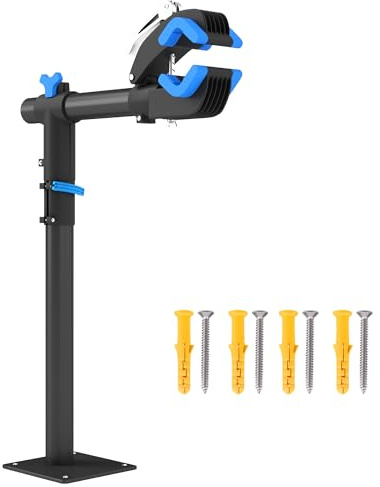 HOMCOM Höjdjusterbart cykelreparationsstativ, verkstadsben eller väggmontering, cykelfäste för montering, underhåll, MTB- och racercykel reparation, belastning max. 25 kg, svart