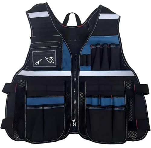 Zghhc Veste De Travail Utilitaire, Gilet Porte-Outils Multipoches, Gilet De Travail avec Pochette À Outils Ajustable, Vêtement De Travail pour Électricien, Charpentier, Plombier