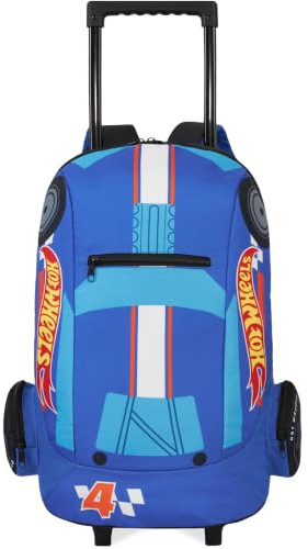 Get Trend Hot Wheels Boys 3D Trolley Bag, Backpack for Travel and School | 2-in-1 Kids Cabin Suitcase with Wheels & Handles, Backpack with Adjustable Straps, Travel Gifts (Blue/Multi Hot Wheels)