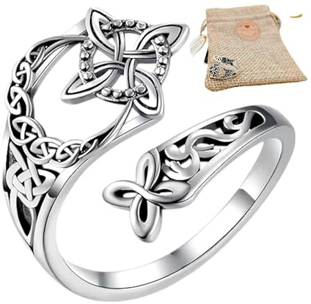 WORLD GOBLINS Anillo Nudo de Bruja Acero. Anillos Mujer Plata Hecho a Mano. Anillo Adaptable de Nudo de Bruja en Acero de Titanio. Regalos Originales Brujas Wicca