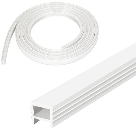UUGRO 3 m, 10 x 10 mm, LED-profil, silikon för akustiska paneler, vita, flexibla LED-remsor diffusörkanal, gör-det-själv-skydd för LED-lister för tak, vägg, skåp, belysning (utan kant)