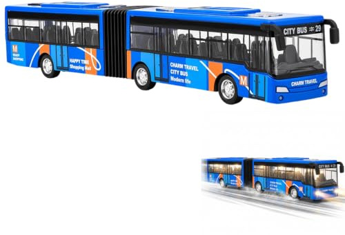 EujRcf Toy Bus, Buses Pull Back City Bus Kids Play Vehicle Realistic Tires | Bus Toy for Boys and Girls for Role-Play and Display, Dimensions