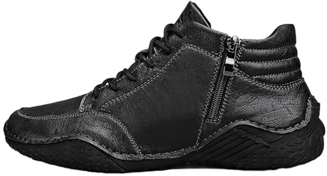 Barfotaskor fodrade för män utomhus vandring läderskor snörning stövlar minimalistiska halvstövlar andningsbara promenadsko halkfri utomhussko med dragkedja på sidan bekväma vardagliga sneakers
