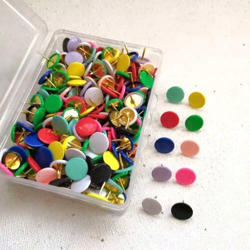 Tryckstift ritstift tryckstift kartspetsar ritstift med plasthuvuden och stålpunkter för korkbräda dekorativ anslagstavla kontorskarta 100 stycken (blandade färger, 10 x 10 mm)